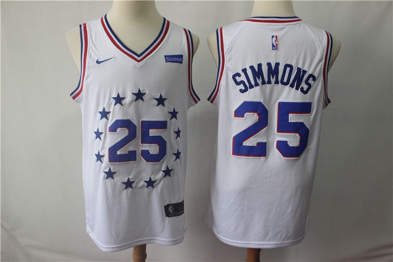 Men Philadelphia 76ers #25 Simmons White City Edition Game Nike NBA Jerseys